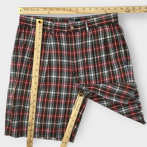 Vintage Polo‎ by Ralph Lauren Plaid Shorts Mens Size 31 Pleated Made in USA - Picture 4 of 6